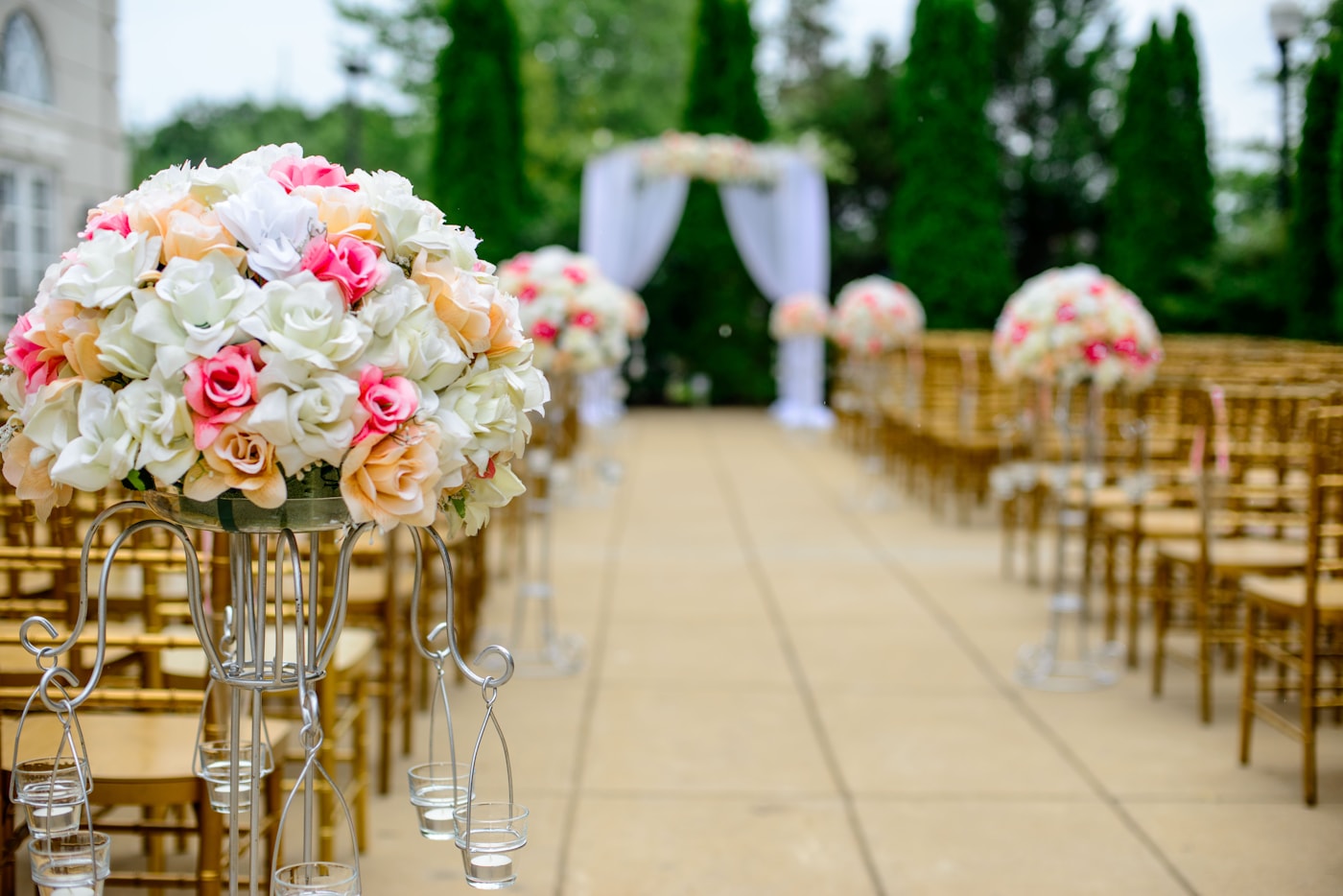 Open wedding photo album on a table
